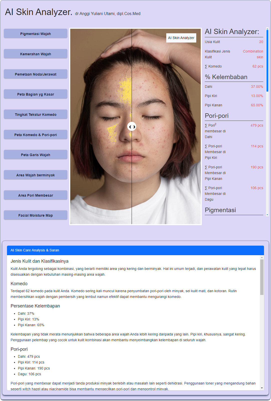 AI Skin Analysis by Kursus Estetika